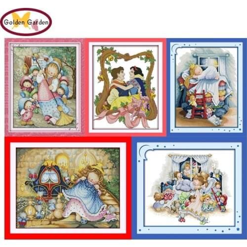 GG The Princess Counted Cross Stitch Embroidery Sets 11CT14CT DIY Kit Joysunday Needlework Cartoon Cross Stitch Pattern for Kids