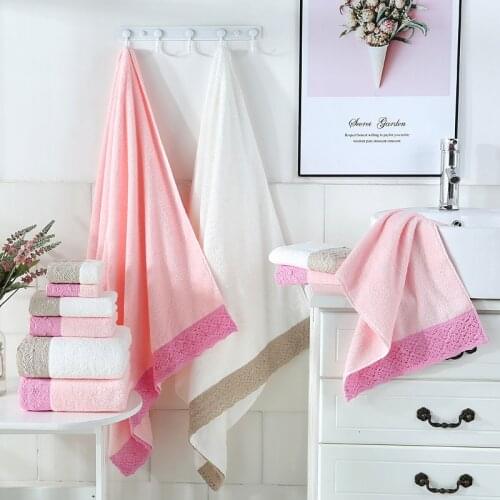 3Pcs*lot 100% Cotton Terry Face Towel Kerchief ,Soft Elegant Luxury Lace Bathroom Hand Bath Towels Sets,Juego de Toallas