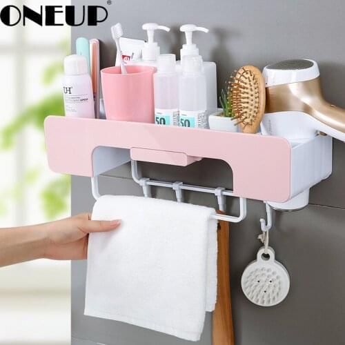 ONEUP Bathroom Shelf Bathroom Set Bathroom Vanity Storage Bathroom Wall Hanging Suction Cup Suction Wall Type Free Punching