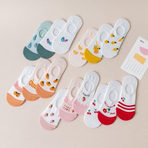 6 Pieces Fruit Ladies socks Summer Cotton ins Fashion women socks cute cartoon Strawberry Avocado female thin socks 3 Pairs sock