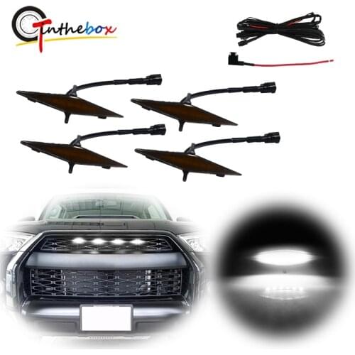 Gtinthebox New Style Smoked Lens Amber /White Car Front Bumper Grilles LED Lights Kit For 2014-2019 Toyota 4Runner TRD Pro 12V