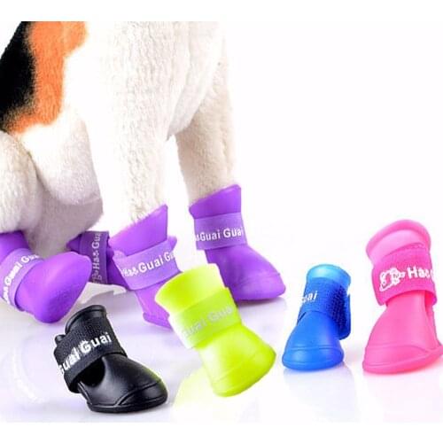 Pet Dog Shoes Waterproof Rain Pet Shoes for Dog Puppy Rubber Boots Candy Color Puppy Shoes Pet Products