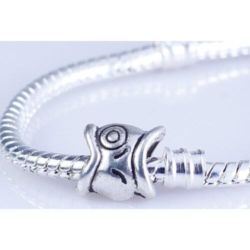 Wholesale 125pcs silver plated fish beads Big Hole Beads Fit style European Bracelet hole 4mm