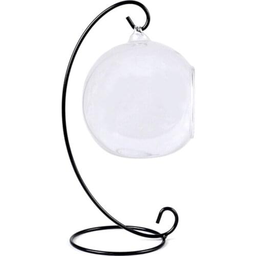 Drop Shipping Clear Glass Ball Air Plant Terrarium With Metal Stand 15cm Globe Rack Holder Round Aquarium Fish Flower Plant Vase