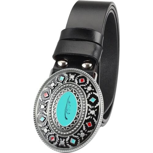 Color restoring ancient ways belt buckle leather belt Big head belt leisure decoration