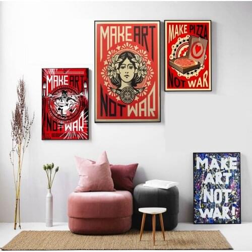 Make Art Not War Fashion Retro Decorative Canvas Painting For Living Room Decoration Home Decor