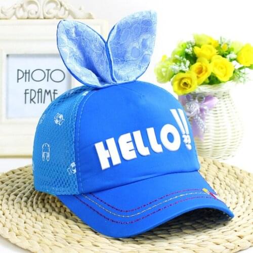 Boy Rabbit Ears Hat Girl Pupils Children Hat Caps Cute Baseball Cap Sun Hat Soft Cotton Sunscreen Mesh Breathable