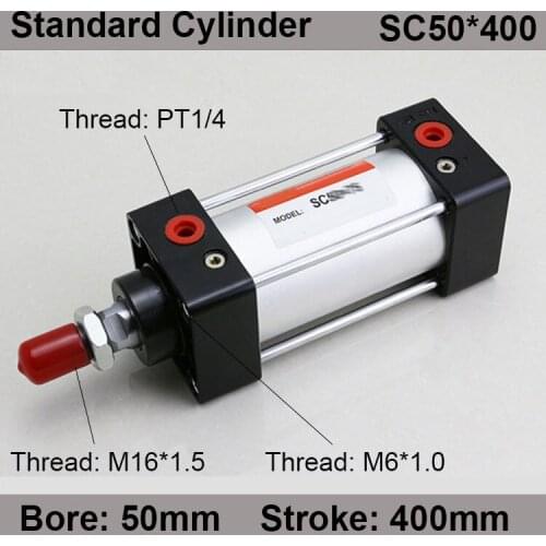 SC50*400 SC Series Standard Air Cylinders Valve 50mm Bore 400mm Stroke SC50-400 Single Rod Double Acting Pneumatic Cylinder