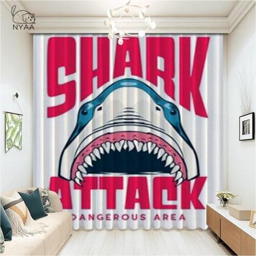 Tropical Summer Surfboard Curtain Home Decoration Accessories For Living Room Shark Short Curtain Tiki Bar Decor Micro Shading