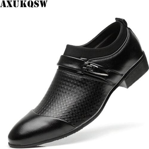 Classic Man Leather Shoes Slip On Flats Oxford Business Office Formal Wedding Shoe Pointed Toe 2020 Men Dress Dance Shoes 38-47