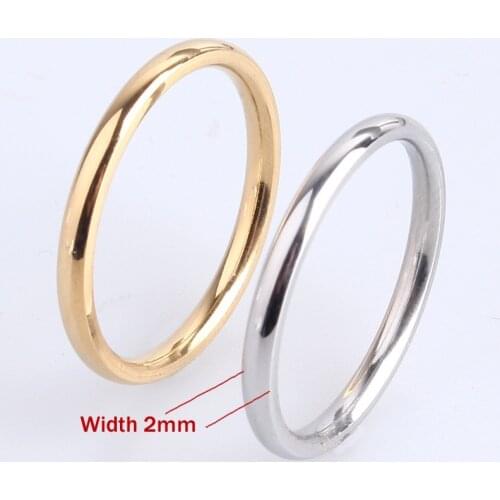 Silver and Rose Gold Stainless Steel Comfort Fit Plain Wedding Band Ring Width 2mm (Size:3 / 4 / 5 / 6 / 7 / 8 / 9/ 10 /11)