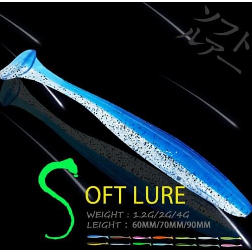 WALK FISH 50Pcs/Lot 60mm/70mm90mm Jig Soft Lure T-Tail Jigging Wobblers Bionic Fishing Lure Silicone Swimbait Fishing Tackle