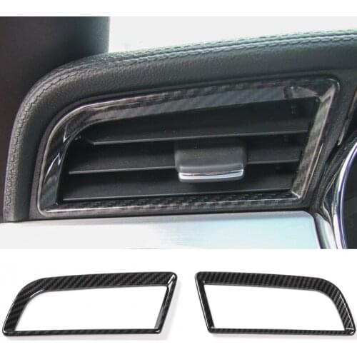 YCCPAUTO 2Pcs Car Styling ABS Carbon Fiber Air Conditioner Outlet Decorative Frame Trim Sticker For Ford Mustang 2015-2017