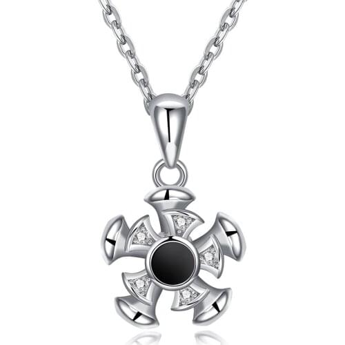 ZEMIOR 925 Sterling Silver Pendant Necklaces Geometric Cubic Zirconia Can Rotate Women Necklace Anniversary Fine Jewelry New