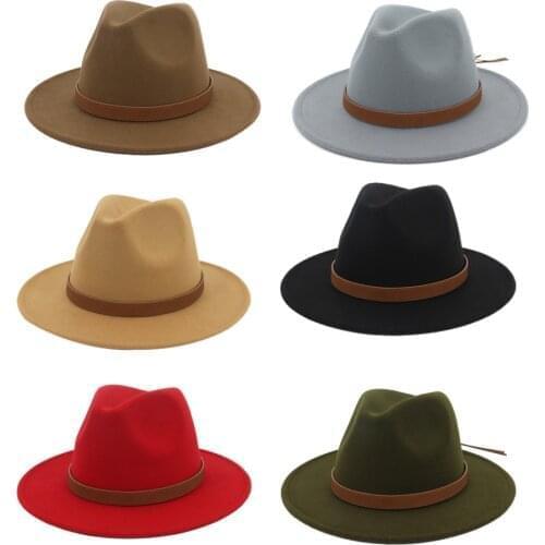 Wool Top Hat Women Bowler Hats Flat Jazz Cap Men Round Adjustable Casual 6 Colors Autumn Unisex Wide Brim Summer Retro Elegant
