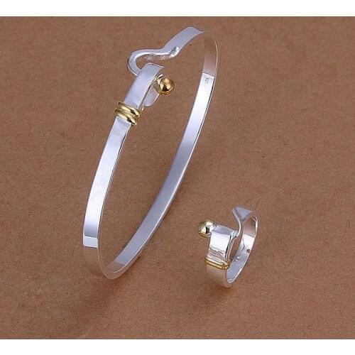 S279 925 Hot Selling Silver Color Jewelry Sets For Women Fashion Jewelry Set Ring Bangle S279 /aojajfqa Babajria