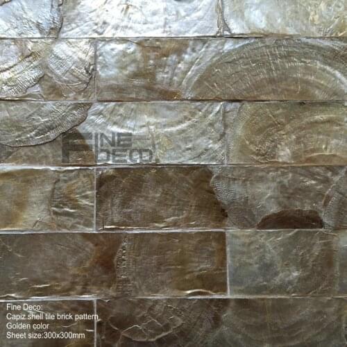 Golden color 100% natural capiz shell tile for living room decoration