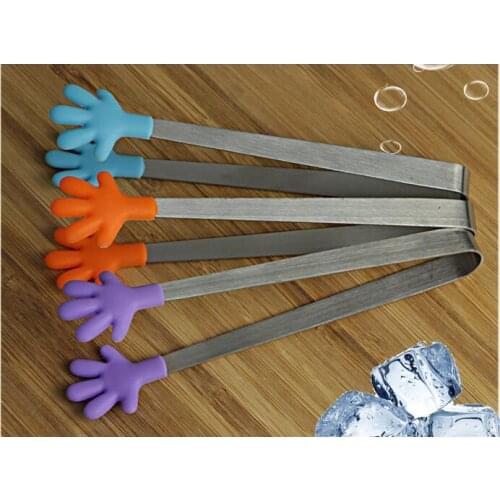 1PC Stainless Steel Silicone Tongs For Barbecue Party Bar BBQ Clip Bread Food Ice Clamp Ice Tong Kitchen Tool Accessories NE 005