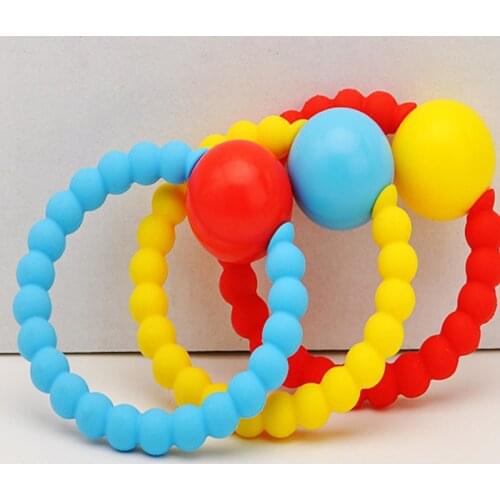 100% Food Grade Silicone Round Bell Chewable Beads Free Baby Teether Soothing Jewelry Toy For Boy Girl Toddler