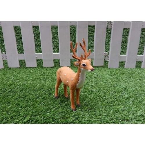 15x16cm simulation deer polyethylene&furs male sika deer model handicraft prop,home decoration Xmas gift w1409