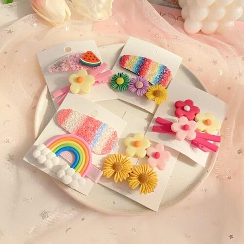 2Pcs/Set Lovely Flower Hairpins Fashion children Hairpin Scrunchie For Girl&Women Cute Korean Hair Accessories Styling BB clip