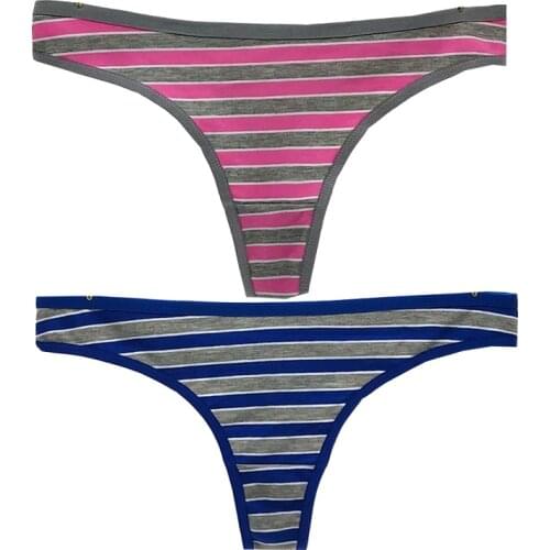 3pcs/Lot Ladies Thongs Low-Rise T-Shaped Panties SexyPantiesCotton Underwear Striped Panties Sexy String Teenage Briefs