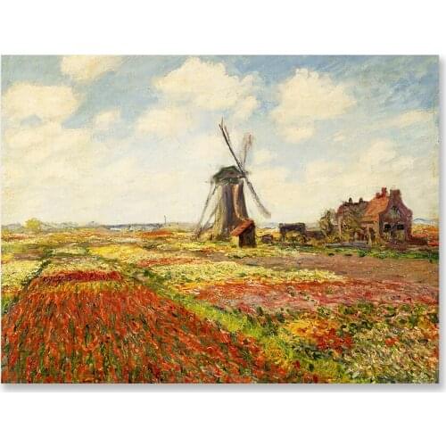 Abstract Art Painting Wall Art Reproduction Canvas Poster Print Nordic Picture Home Decor Fields of Tulip Monet