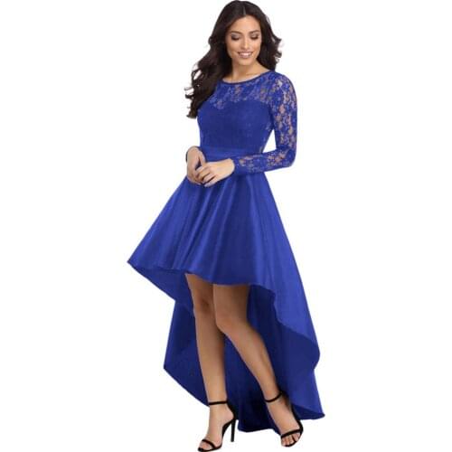 Long Sleeve Lace Dovetail Satin Prom Party Dress Cocktail Dresses robe cocktail PRO30077