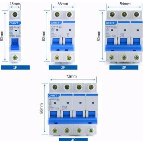 Air circuit breakers NXB-63 3P 1A 2A 3A 6A 10A 16A 20A 25A 32A 40A 63A 230V 220V 50HZ 60HZ Miniature Circuit breaker MCB