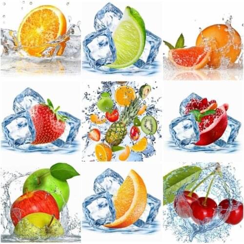 AZQSD Diamond Embroidery Fruits 5D Diy Picture Of Rhinestones Cross Stitch Lemon Ice Diamond Mosaic Painting Kitchen Decor