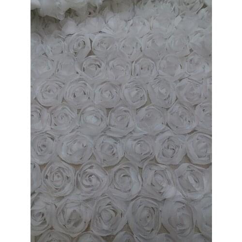 White color Latest design french lace beautiful 3D flower embroidered tulle lace fabric hot sell