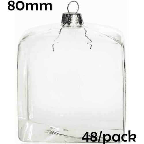 Free Shipping DIY Paintable Clear Christmas Ornament Decoration 80mm Glass Square Cube, 48/Pack