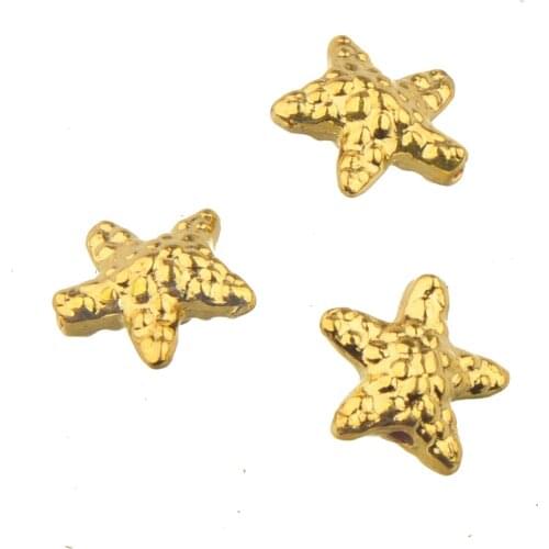 Starfish beads for jewelry making diy craft keychain bracelets clothes suspension parts gold fatter metal accessories 13mm 40pcs