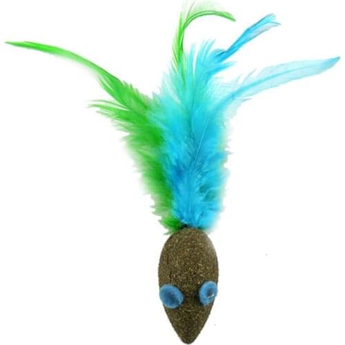 Legendog 1pc Cat Catnip Toy Artificial Feather Decor Mouse Shape Catnip Toy Cat Chew Toys Pet Supplies Cat Favors