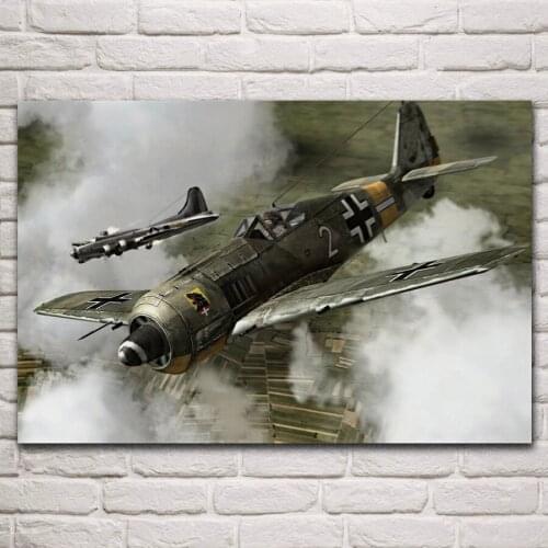 WW2 Germany Focke-Wulf fw 190 fighter Luftwaffe living room decoration home wall art decor wood frame fabric posters KL263-2