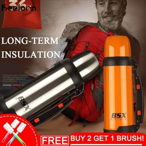 Keelorn 1000ML 1800ML Outdoor Travel Cup 304 Stainless Steel Vacuum Flasks Thermoses Sport Vacuum Cups Travel Kettles