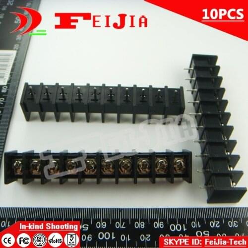 10PCS 45-9.5-10P / 45 9.5mm 10Pin Barrier Terminal Block Screw Terminal Block Pitch 9.5mm Terminal Block Free Shipping