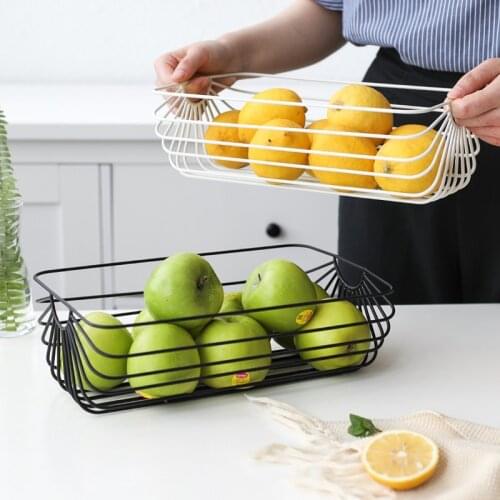 Nordic Simple Wrought Iron Fruit Basket Living Room Fruit Bowl Home Kitchen Creative Sundries Storage Basket