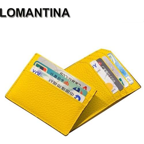 LOMANTINA Genuine Cow Leather Credit Card HolderID Card Holders Business ID Wallet Slim Wallet Unisex Luxury Designer Brand