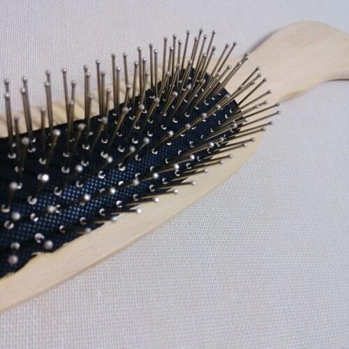 Wooden Handle Massage Hair Brush with Metal Pins Message Comb with Air Cushion B99