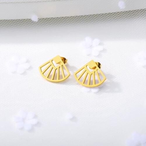 Minimalist Prigami Shell Earings Fashion Jewelry 2019 Pendientes Stainless Steel Womens Stud Earrings Best Friend Gifts Bff