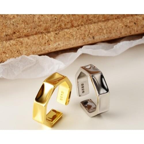 MLKENLY Minimalist Fine Jewelry 925 Sterling Silver Geometric Round Concave Open Ring Glossy Finger Ring Silver 925 Accessories