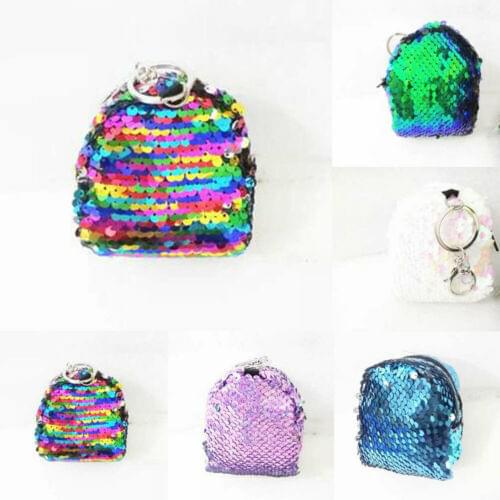 Fashion Women Sequin Mini Wallet Pouch Card Holder Zip Coin Purse Key Chain