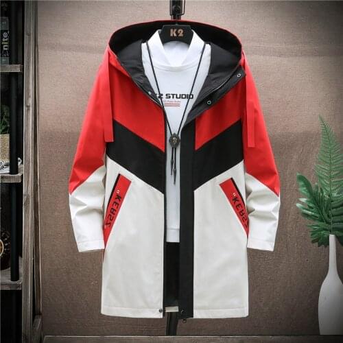 Hip Hop Men Thin or Thick With Velvet Windbreaker Man Hooded Jacket Printed Overcoat Casual Cardigan Long Trench Coat Male M-5XL