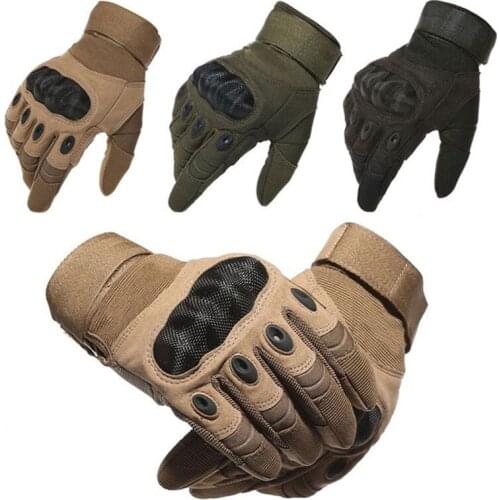Mens Tactical Carbon Fiber Hard Knuckle Full Finger Gloves for Army Military Combat Hiking Climbing Shooting Paintball Airsoft