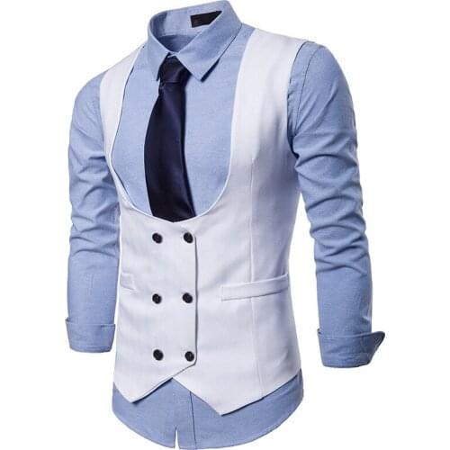 Custom Mens Double Breasted White Vest Slim Fit Sleeveless Black Waistcoat Men Business Wedding Vests Burgundy Costume Homme