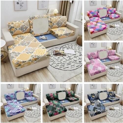 Geometric Printed Sofa Cover Sets For Chaise Longue Furniture Slipcover Elastic Seat Cushion Cover Couch Sofa Cover 1/2/3/4 Seat