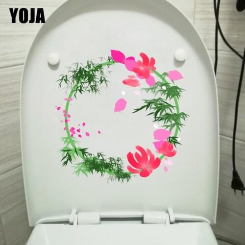 YOJA 22.9X22.9CM Bamboo Flower Wreath Wall Sticker Room Decor Creative Bathroom Toilet Seat Decal T1-1894