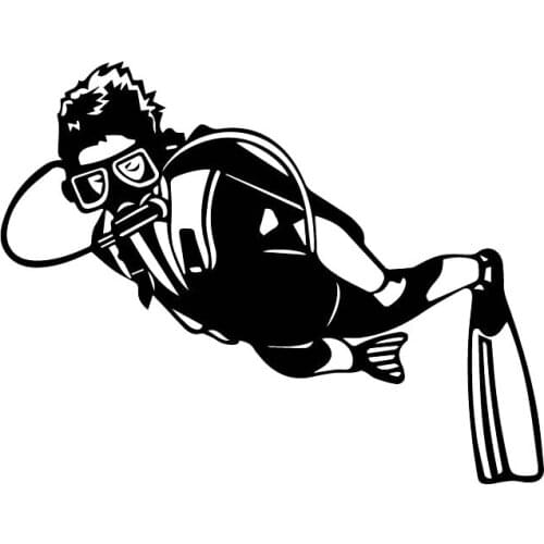 Handsome Diver Extreme Sports Stickers High Quality Car Decoration Personality Pvc Waterproof Decals Black/white, 17cm*13cm