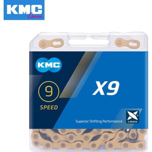 KMC X9 bicycle chain 9 speed 116 links with quick link ultralight 287g MTB mountain bike chain road 9 variable boxed